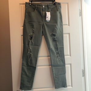 American Eagle Green Skinny Jeans
